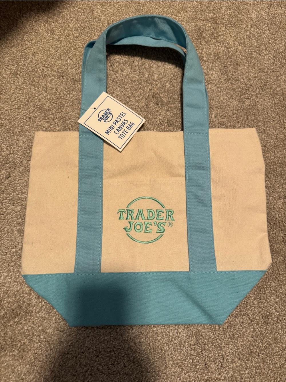 Trader Joe’s Mini Canvas Tote Bag in Light Blue